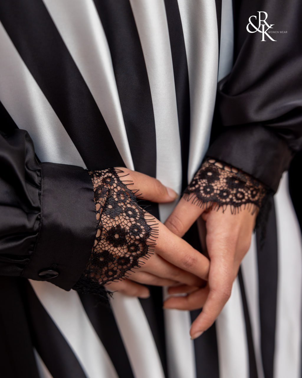Striped Satin Abaya- 38507